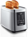 Smart Touch Screen Toaster 2 Slice KETIAN Automatic Digital Stainless Steel Toaster7 Bread TypesSingle Slot Tech7 Browning SettingsRemovable Crumb Tray1400W (Silver)