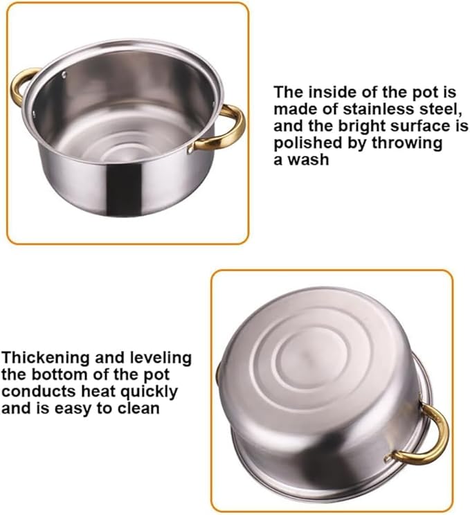 Stainless Heavy Steel Pots and Pans Set 12PCS Ktichen Stainless Steel Nonstick Cookware Set with Glass Lids Full Clad Cooking Set with Stay-Cool Handles Dishwasher Safe Compatible with All Stovetops A