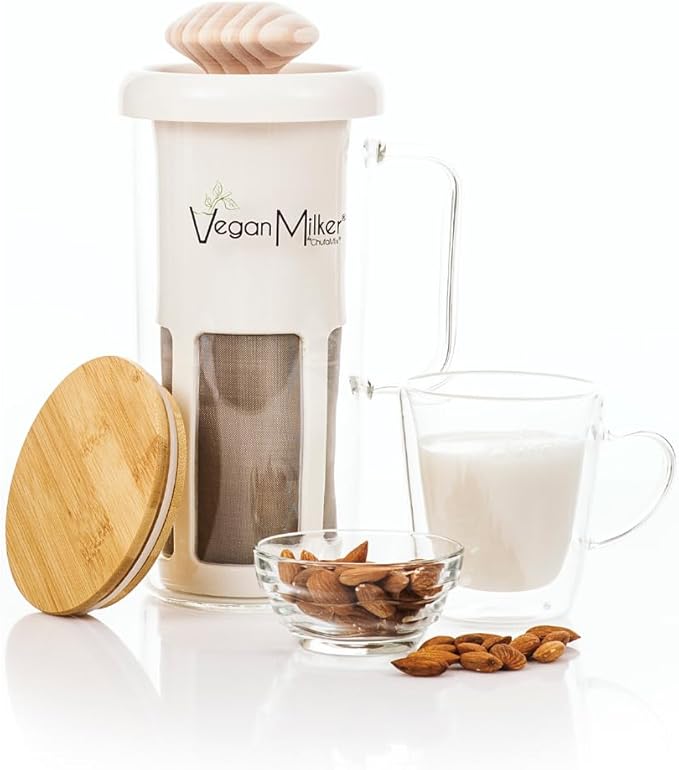 Vegan Milker Soul. Kitchen Tool to make plant milks from any nut grain or seed. Wooden mortar. Milk Maker with Free Recipe E-Book (Soul)