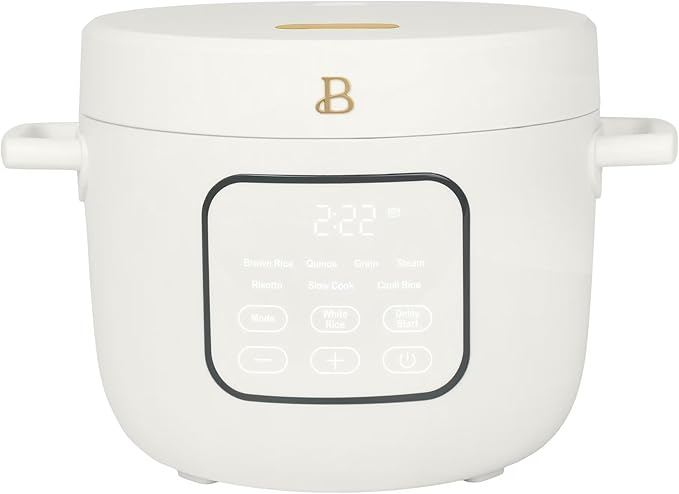 14 Cup Electric Rice Cooker Programmable Grain Cooker with Automatic Keep Warm Touch Display Ceramic Nonstick Inner Pot and Steam Tray (White Icing)