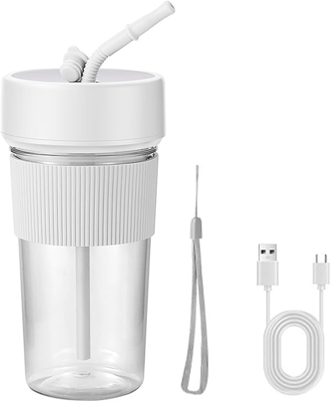 Portable Blender with Straw 350ML Rechargeable Juicer Cup with 6 Blades &amp Type-C Charging for Travel/Home (Green)