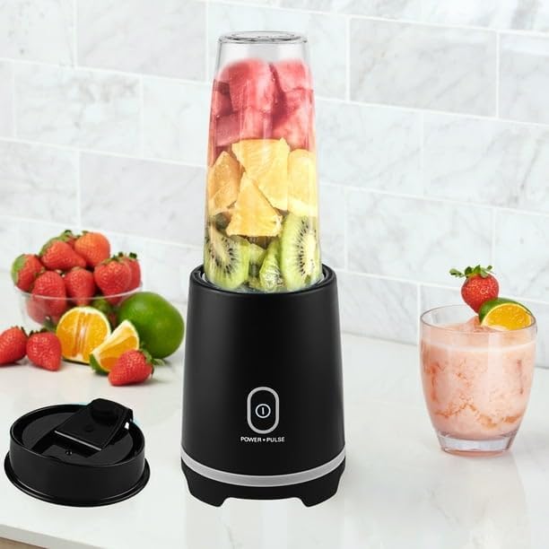 Black Single-Serve Blender With 1 Travel Lid 16 Oz New Features An Efficient 220-Watt Motor Dishwasher Safe