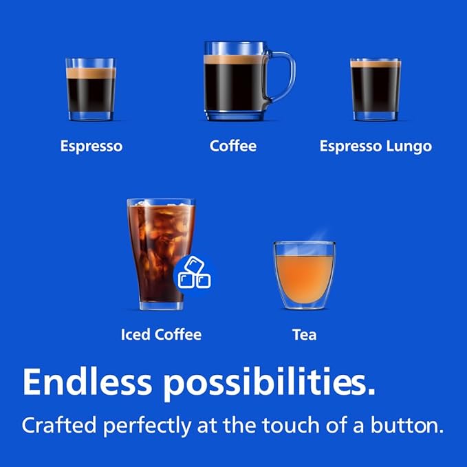 Philips 3300 Series Fully Automatic Espresso Machine with integrated milk frother and grinder 5 Hot &amp Iced Coffee Pre-Sets 40% Quieter SilentBrew 15-Bar Pressure Glossy Black (EP3326/90)