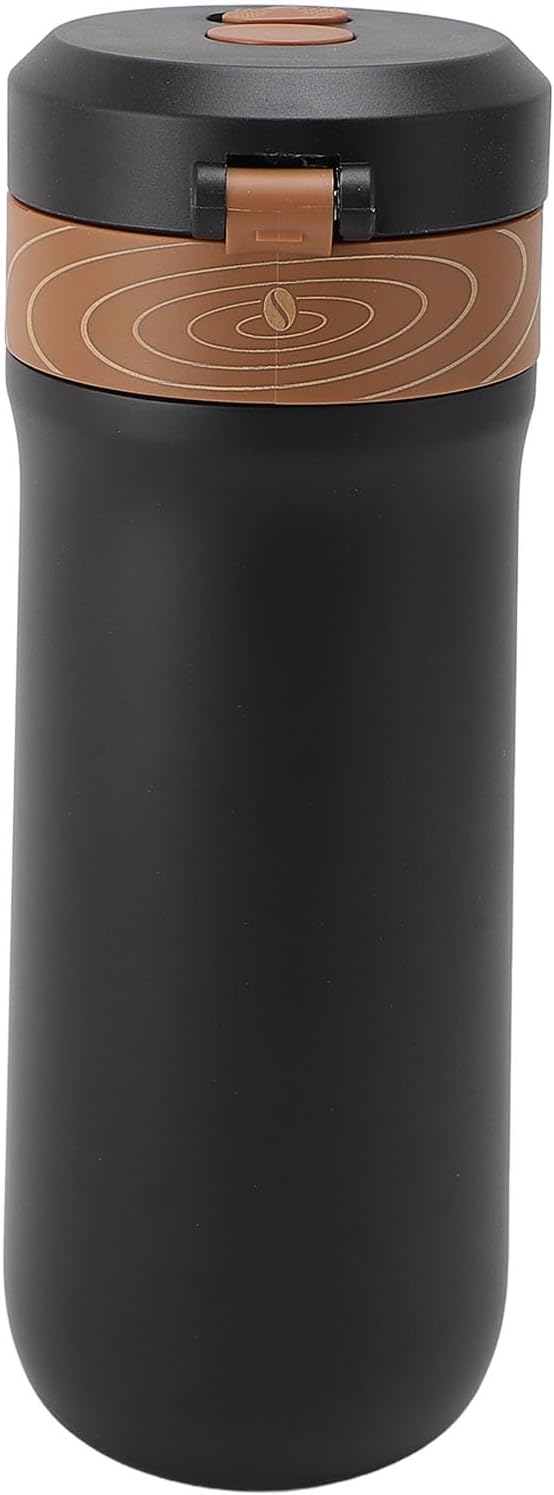 ZJchao Stainless Steel French Press Coffee Mug Double Layer Insulation 4 Layer Filter Mesh Portable Coffee Maker Insulated Cup
