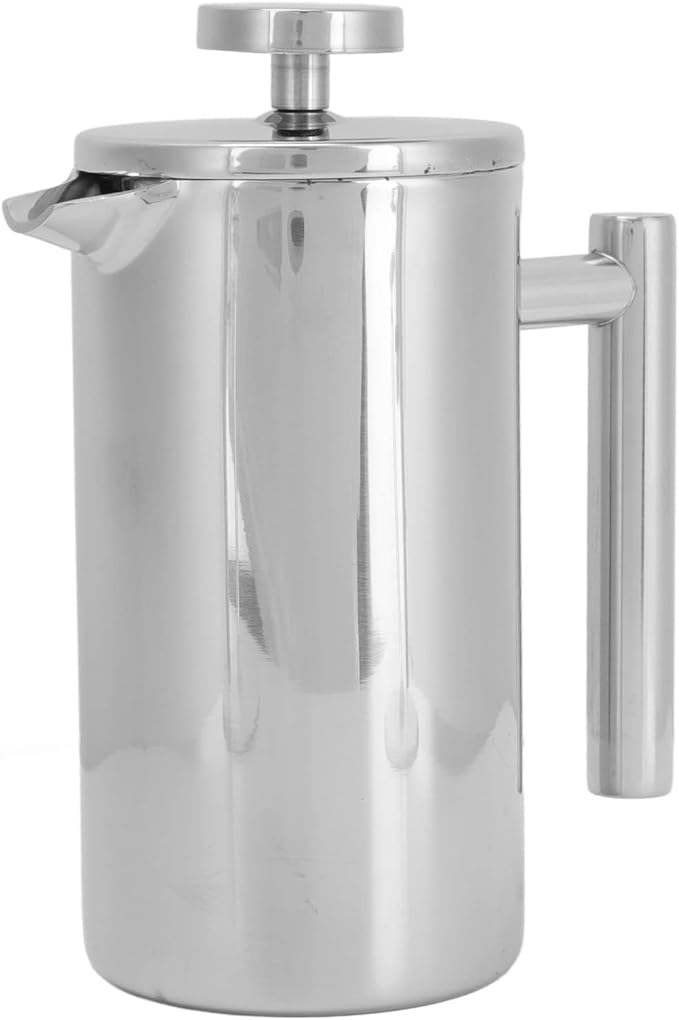 Rengue Stainless Steel French Press Coffee Maker Double Wall Insulated Triple Filter System Large Capacity for Home and Camping Stainless Steel French Press Coffee Maker Nan Kitchen (350ml)