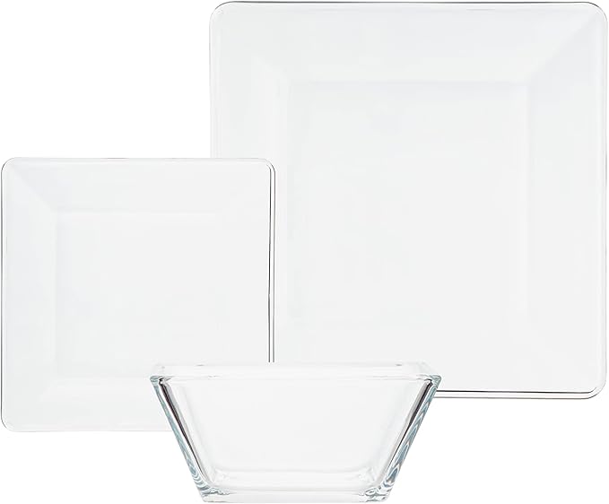 SEDLAV Square Clear Glass Dinnerware Set (12 Pieces)