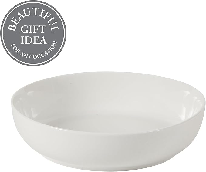 Gibson Home Zen Buffet 6-Piece 41oz Large White Pasta Bowls Porcelain Ceramic Chip and Scratch Resistant Shallow Salad Bowl Serving Bowls Soup Bowls Set Dishwasher &amp Microwave Safe