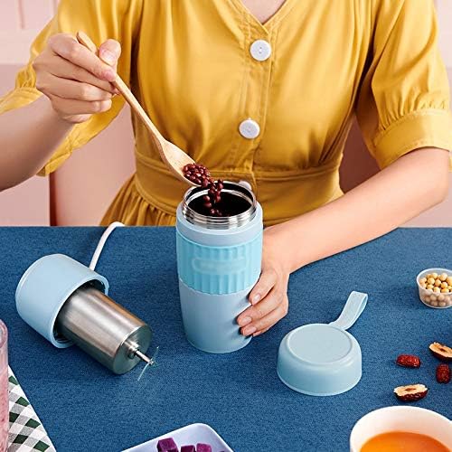 Portable Soy Milk Machine Mini Multi-Function Cooker Automatic Heating Soy Milk Rice Paste Machine Without Filter Insulation 250ml(Blue)