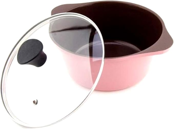 Kitchen Art Ceramic Pot set Nonstick Dishwasher Safe Cookware Set Nonstick Pots and Pans Set Thermo-Spot Heat Indicator 4 Piece pink