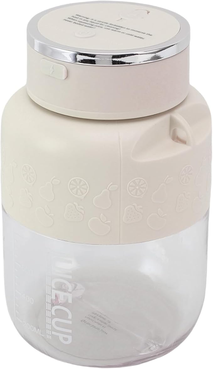 Ymiko Portable Electric Juicer Cup Rechargeable Blender Lightweight Compact Office Gym Travel (White)