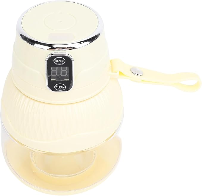 Portable Juicer Cup Cordless Multifunctional Electric Blender High Speed Motor 600ml Capacity for Home School Office Plastic Material (Light Yellow)