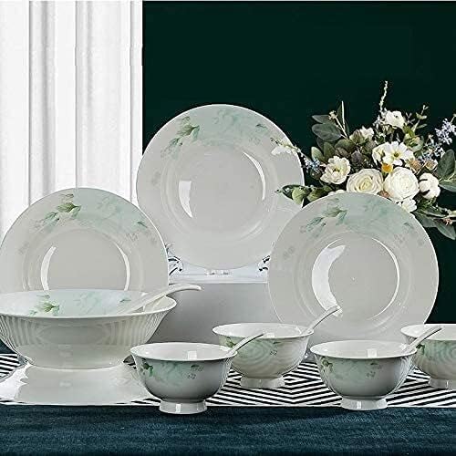 Ceramics Dinner Set Kitchen and Dining Service Durable Kitchen Dinnerware Set Dinner Salad Appitizer Dessert Plate Bowls Best for Indoor and Outdoor Party Creativity Villa Table Decor (14pcs One Size)