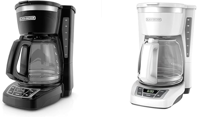 BLACK+DECKER 12-Cup Digital Coffee Maker CM1160B Programmable Washable Basket &amp 12-Cup Digital Coffee Maker CM1160W Programmable Washable Basket Filter