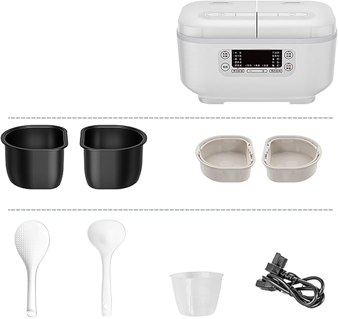 Rice Cooker (1.5+1.5L) Home Double Inner Integrated Multi-function Rice Cooker 12H Appointment and Insulation for 1-3 People(A)