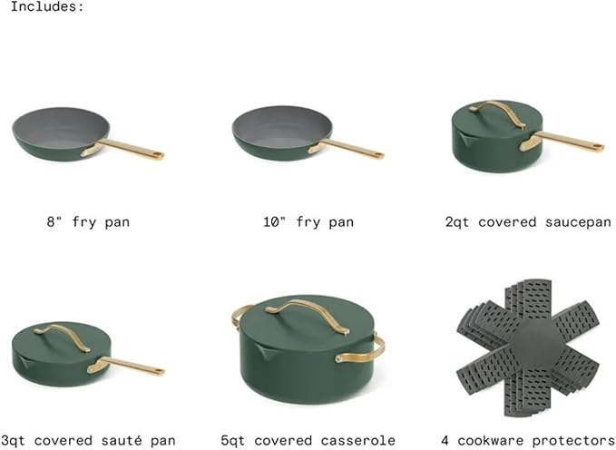 12-Piece Ceramic Nonstick Cookware Set Pots and Pans with Strainer Lids (Thyme Green)