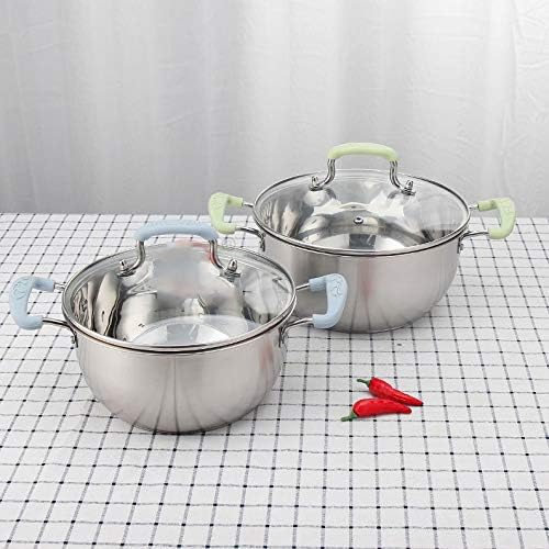Cooking Pot Frying PanCookware Set Kitchen Stainless Steel Soup Pot Saucepan Induction Safe Thickened Saucepan with Glass Lid 3 Pcs/Set