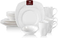 HomeVss New Bone China Embossed Dinnerware Set Coupe Square Shape 16pc Set