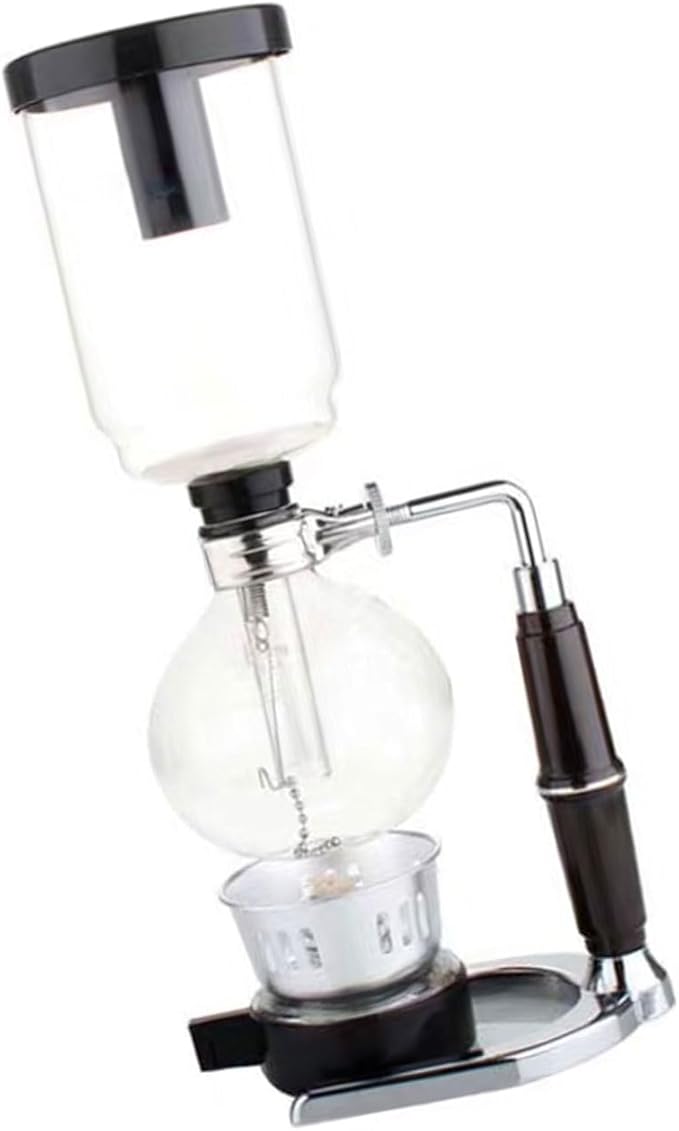 Advanced Siphon Coffee Maker Feature Glass Construction Wood Handle Vacuum Brewing Technology for Sturdy Use At Homes Serving 3 Persons Multipurpose Glass Maker Cold Brews