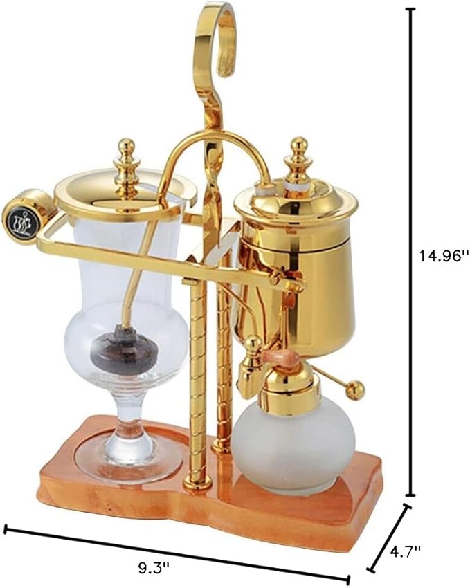 Belgian Royal Balance Syphon Siphon Coffee Machine Set Gold Belgium Unique Gravity Vintage industrial Balance Syphon Coffee Maker Gold Vacuum Brewing System13.5oz