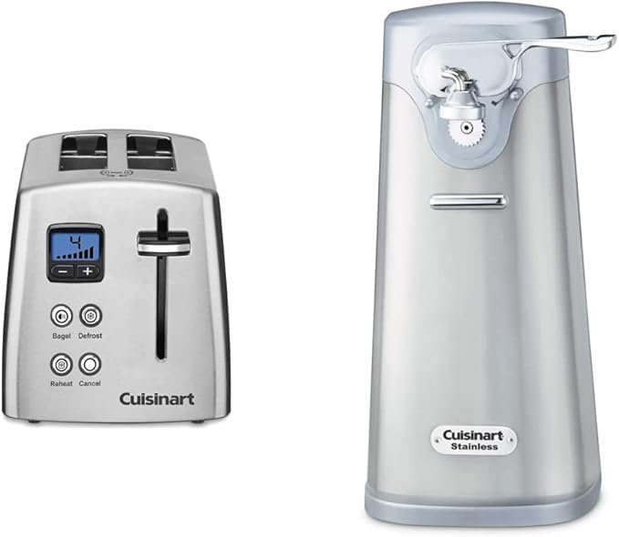 Cuisinart CPT-415P1 Countdown Metal Toaster 2-Slice Brushed Stainless &amp SCO-60 Deluxe Electric Can Opener Quality-Engineered Motor System Allows you to Open Any Size Can Stainless Steel