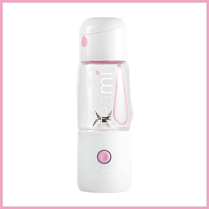 Teami MIXit Portable Blender 2.0 - USB Rechargeable 18.6oz GLASS - Use at the Office or Gym - 30 Seconds for Smoothies and Protein Shakes Personal Blender with 6 Powerful Blades (Baby Pink)