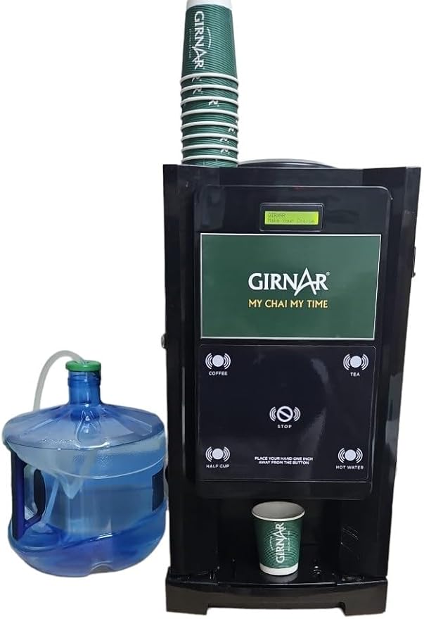 Mahavir 4-in-1 Girnar Fully Automatic Premix Based Coffee &amp Tea Vending Machine Pro Commerical Coffee &amp Tea Maker With 3 Liters Hot Tank Capacity No Milk Required 2 Lanes Chai Maker With 500 C