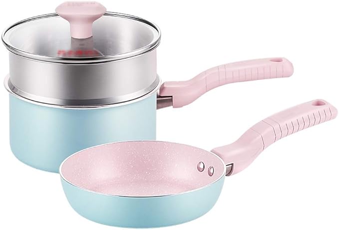 Cooking Pot Frying panCookware Set Intimate Baby Food Supplement Pot Instant Noodle Pot Non-Stick Pot Small Milk Pot with Steamer Steamer Pot