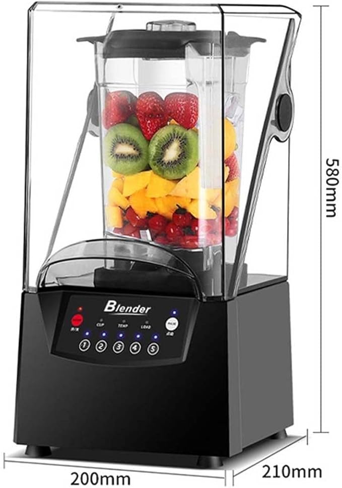 Blender Smoothie Maker 2L Commercial Mixer Milkshake Smoothie Blender Machine for Shakes and Smoothies Heavy Duty 2200W Stainless Steel Blade with Quiet Shield Sound Enclosure 5 Presets