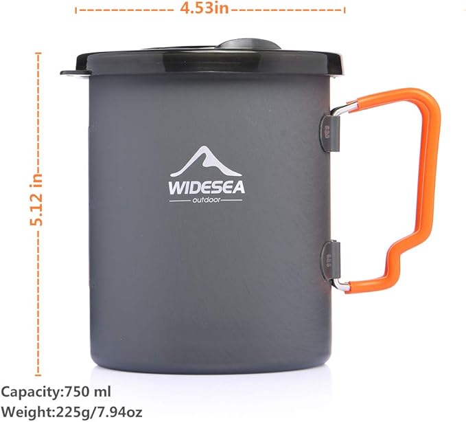 widesea Camping Coffee Pot 750ML French Press Coffee MakerLightweight Backpacking Pot with Collapsible Handle For CampingHikingFire Cooking