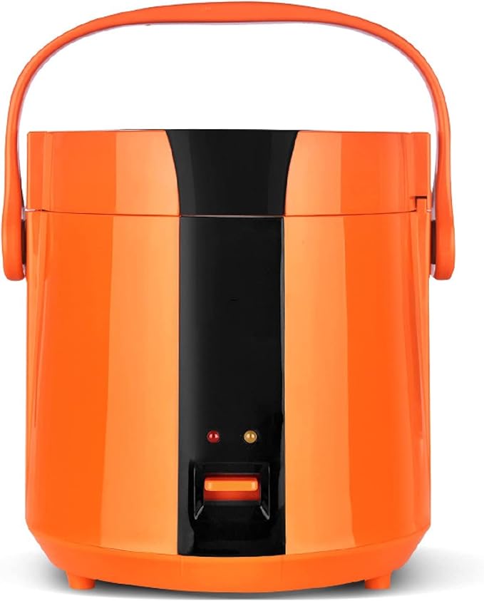 Small Rice Cooker with Steamer- Mini Rice Cookers 1.2L Make Rice and Steam Healthy Food and Vegetables for 1-2 People (Orange)