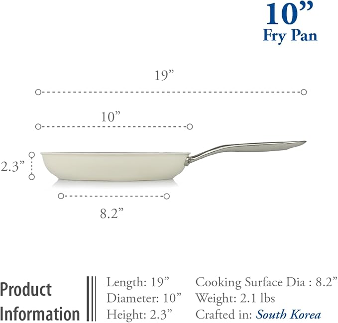 TeChef Collection 10 Ceramic Nonstick Frying Pan Skillet Nontoxic - Free of PFAS PFOA PTFE Made in Korea (10-in)