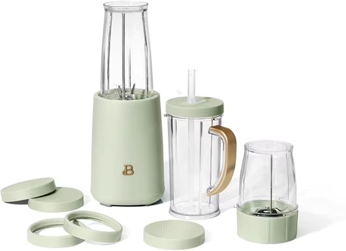 Personal Blender 240W with 12-Piece Set Portable Smoothie Maker with Travel Cups for Protein Shakes Juices and Smoothies (Sage Green)