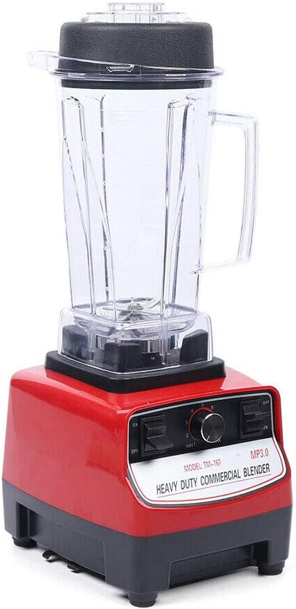 110V Professional 2L 1500W 2HP Heavy Duty Commercial Grade Countertop Electric Mixer Juicer Mixer Food Processor for Crushing Ice Frozen Dessert SoupFishSpeed 4300RPM (Red+White)