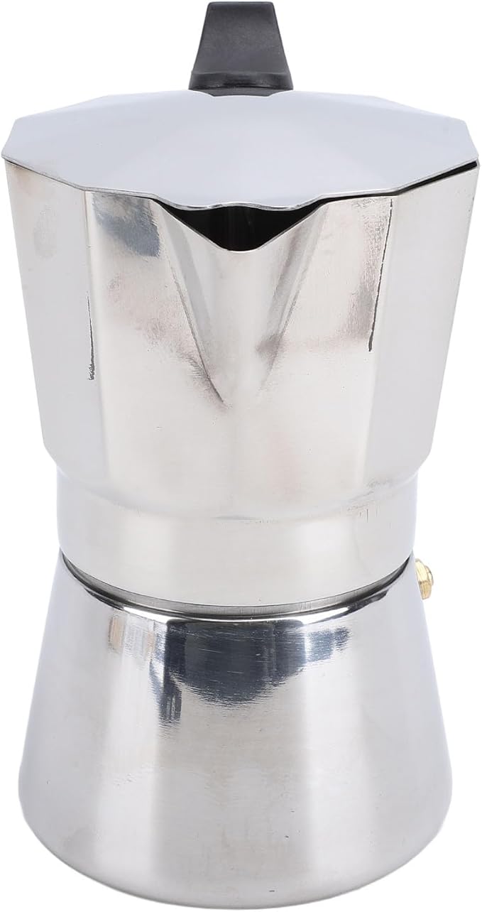 Octagonal Stovetop Coffee Maker Stainless Steel Even Heat Distribution Safe Material Compatible with Gas Stove and Induction Cookers Produces Rich Italian Coffee (300ML)