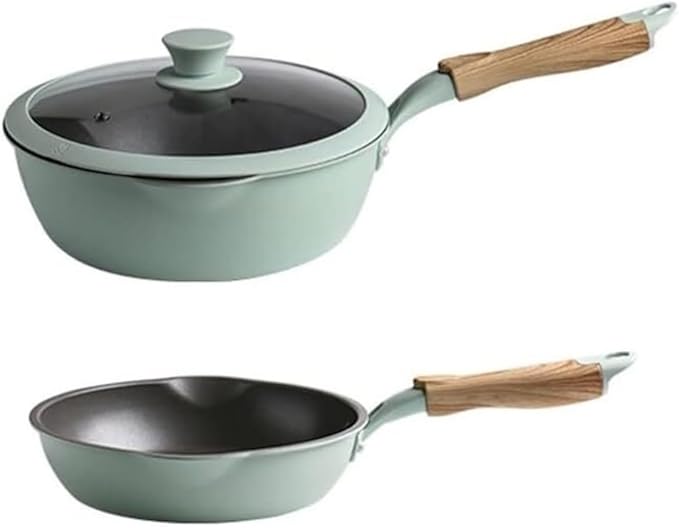 RUVOO Cookware Set Pots and Pans 2 Pcs Cookware Set Wok with Glass Lid Frying Pan Aluminum Alloy Non-Stick Cooking Pot Set Kitchen Kitchen Cooking Set