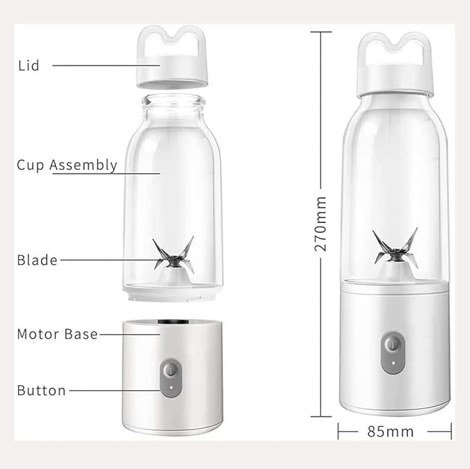 Portable Blender Personal Blender with USB Rechargeable Mini Fruit Juice Mixer Personal Size Blender for Smoothies and Shakes 500ml (Size : 1)