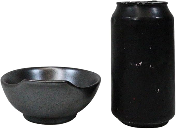 Ebros Gift Iron Black Clay Underglaze Technique Tetsu Kesho Porcelain Dinnerware Kitchen Set Asian Japanese Restaurant Supply (Set of 5 Soup Appetizer Dessert Sauce Shallow Bowls With Handle)