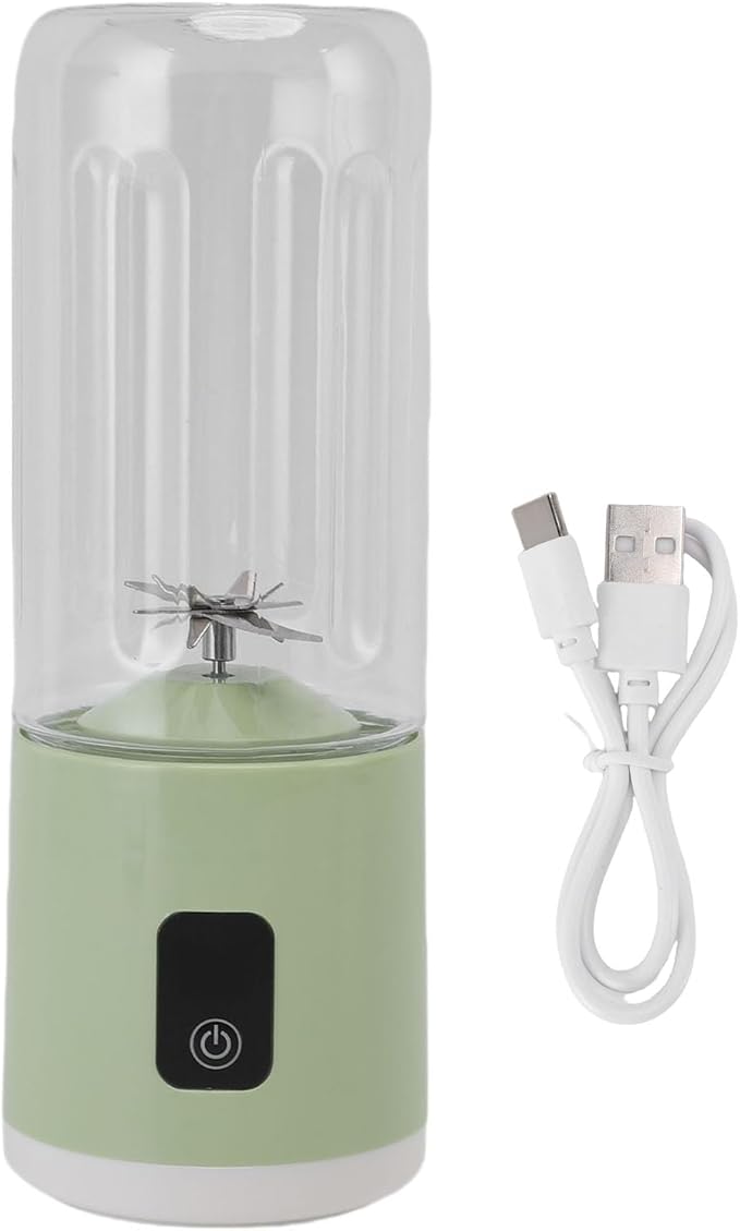 Portable Blender 500ml Cordless Personal Size Blender Cup Electric USB Juicer Mixing Fruit with 1500mAh Battery for Shakes and Smoothies (Green)