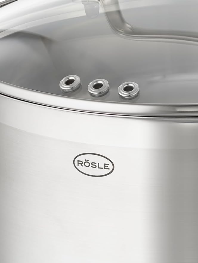 RÖSLE CHARM 4-Piece Saucepan Set High-Quality Universal Pot Set with 3 Saucepans and 1 Saucepan 18/10 Stainless Steel Glass Lid Inner Scale Suitable for Induction Dishwasher Safe
