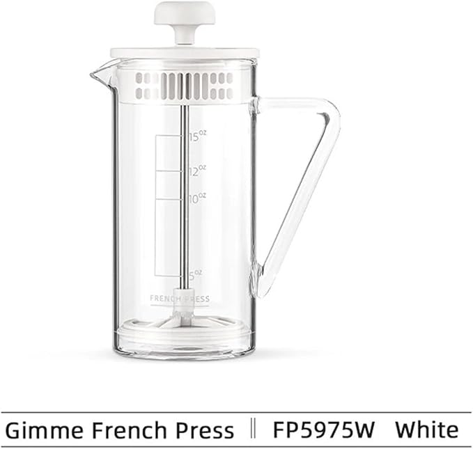 3BOMBER 15 OZ French Press Coffee Maker Clear Cold Brew Heat Resistant Durable Portable Camping Travel Coffee Pot Gifts(White-1)