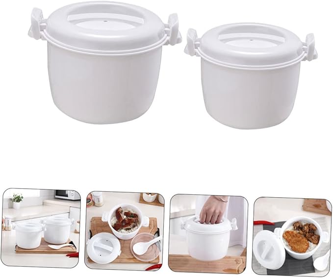 2pcs Microwave Rice Cooker Insulated Rice Container Steamer Easy to Use Large Capacity