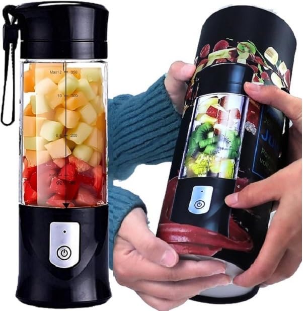 Portable BlenderToycol Mini Personal Size Blenders for Smoothies and ShakesUSB Travel Juicer Cup Fruit Juice Mixer with 6 Updated Bladesusb Blender 13.5Oz Bottle (Black)