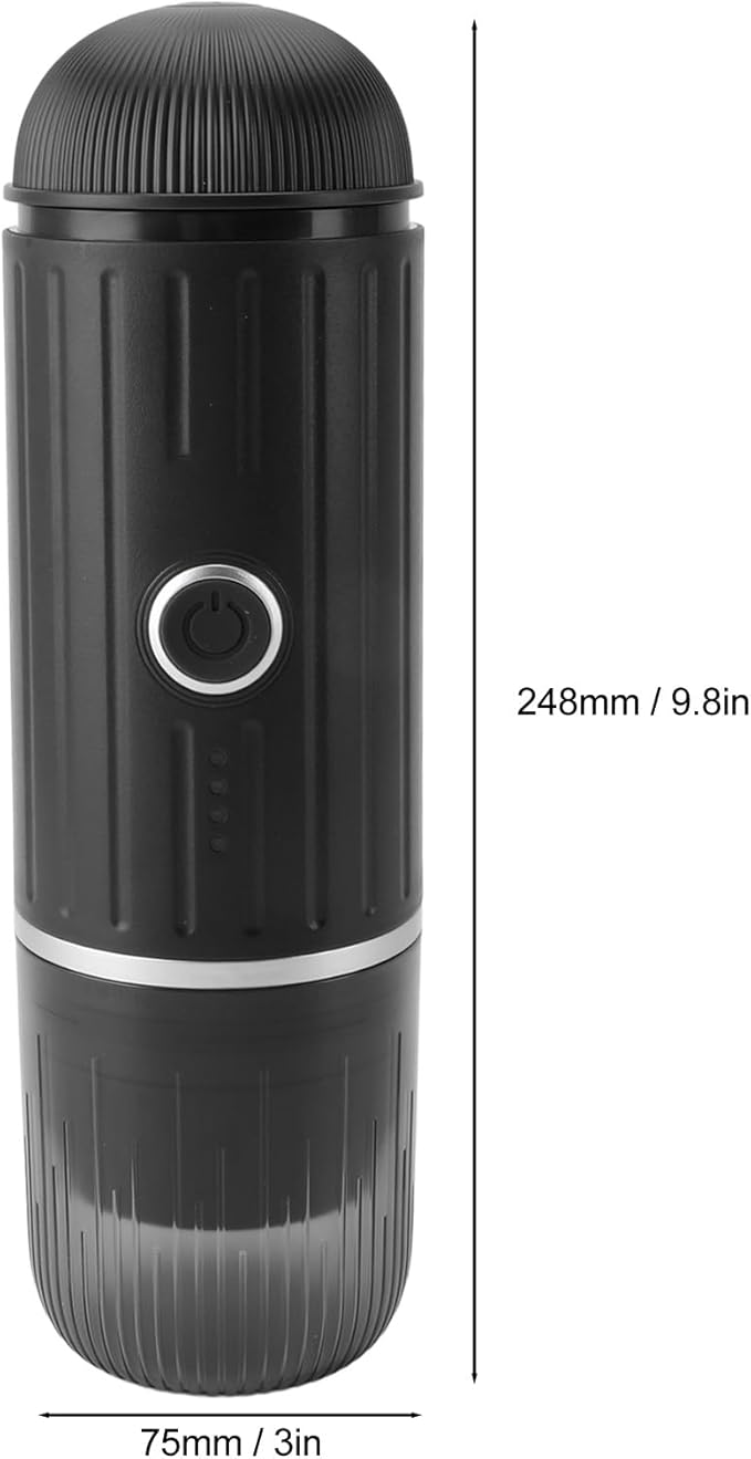 Portable Electric Espresso Machine Self-Heating Automatic Extraction 80ml Mini Coffee Maker for Camping/Travel/RV/Hiking/OfficeUSB-C &amp Car Charger(Black)(Black)