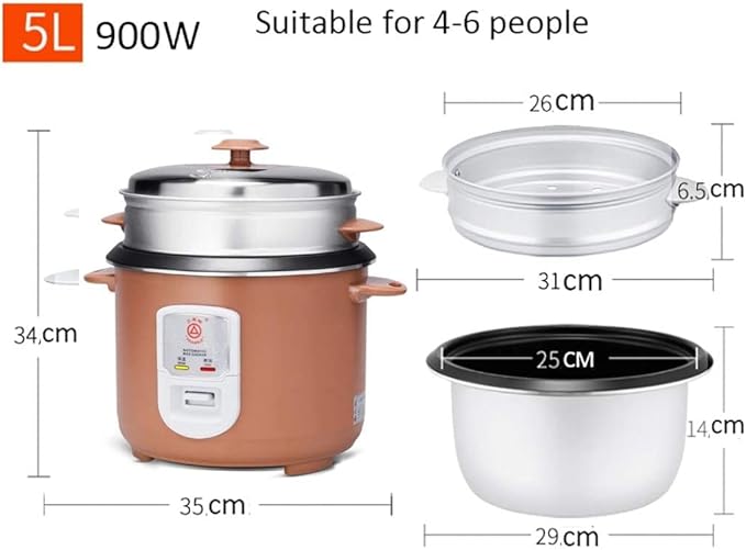 Rice Cooker Household Non-Stick Rice Cooker with Steamer Automatic Heat Preservation for 3-8 People