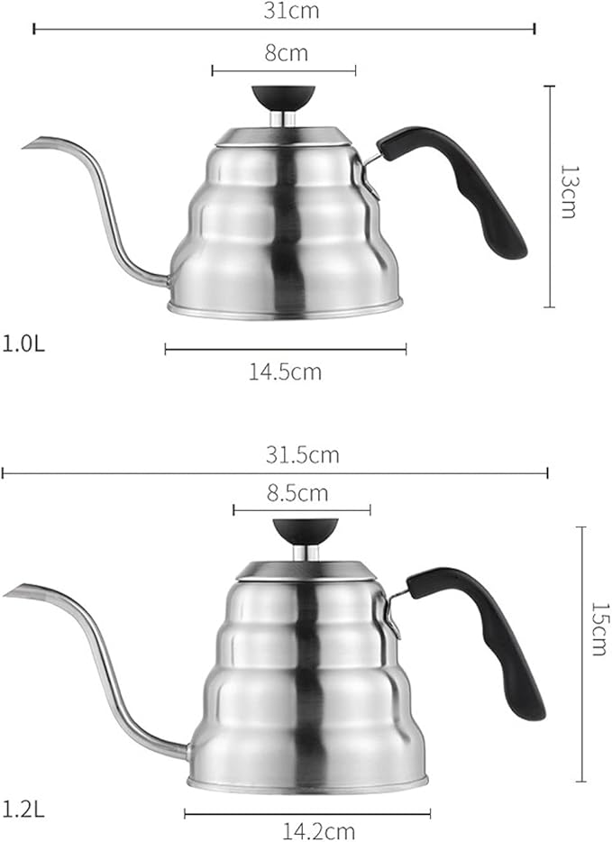 Liudan Coffee Maker Coffee Pot Drip Kettle Pour Over Coffee Pot Swan Long Neck Stainless Steel Thin Mouth Gooseneck Cloud Drip Kettle 1L / 1.2L Coffee Press (Color : 1.2L)