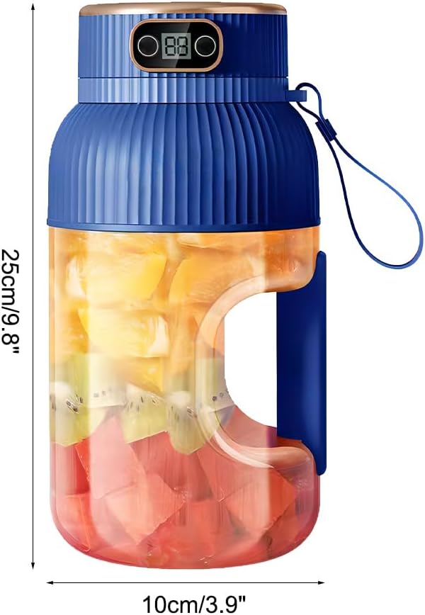 Portable Juicer Cup 1.2L Small Juice Blender USB Rechargeable Blender Cup with Digital Display for Juice Shakes Smoothies