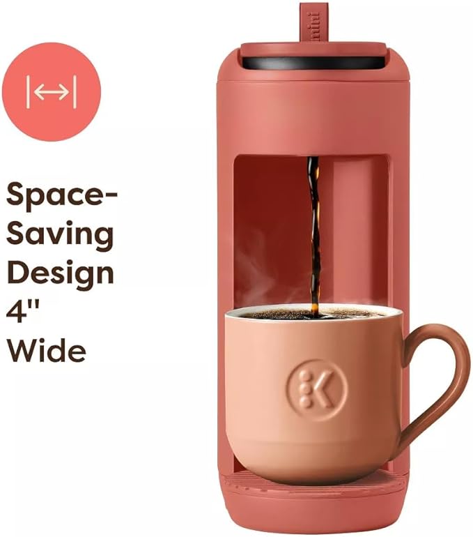 KeurigK K-Mini Mate Single-Serve KCup Pod Coffee Maker – Compact 4 Wide Brewer – 12oz Reservoir – Travel Mug Compatible – Modern Design – Electric – Ideal for Small Spaces (Red Rocks)