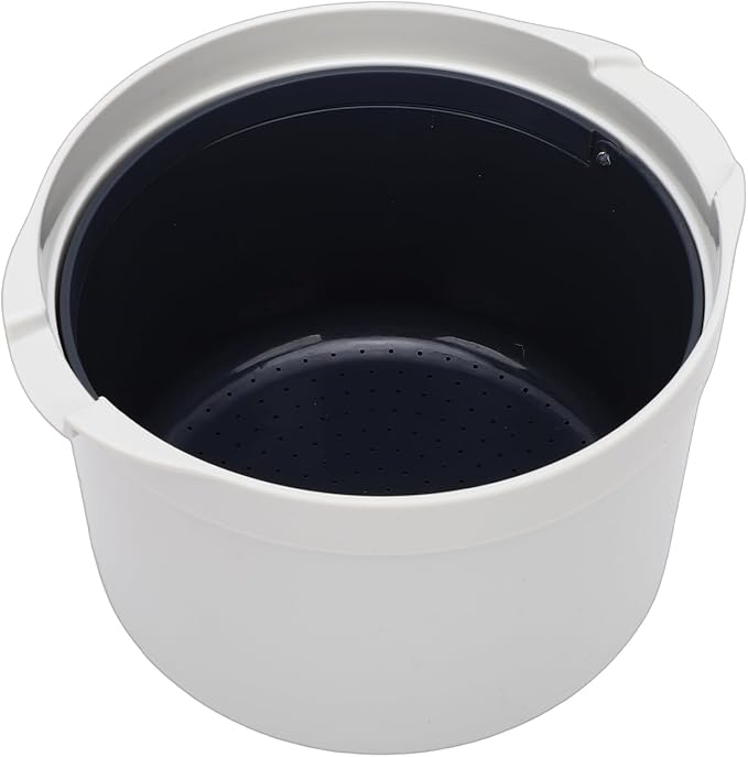 Microwave Rice Cooker with Steaming Tray for Rice and Vegetables Space Saving Design Made of PP Material 20 x 18 x 13cm