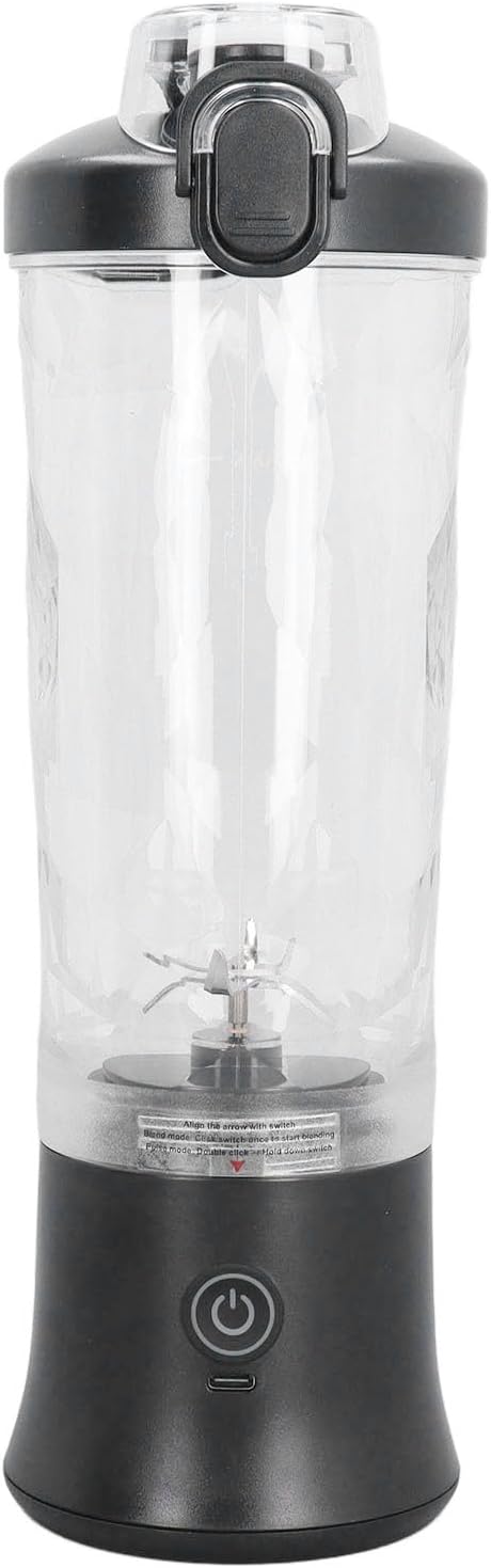 BRRNOO Bottle Portable with Stainless Steel Blades 150W 600ml 18000RPM USB Rechargeable Juicer Cup Electric Fruit Juice Mixer Personal for Travel Black