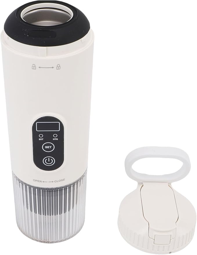 SUNGOOYUE Portable Coffee Maker Electric Espresso Machine with 21 Bar Pressure and Type C Charging Compatible with DolceGusto Capsules and Ground Coffee for Travel Camping Office (White)